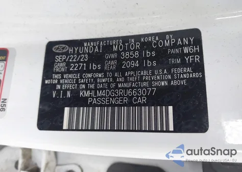 2024 Hyundai Elantra Sel from USA, damaged, VIN KMHLM4DG3RU663077